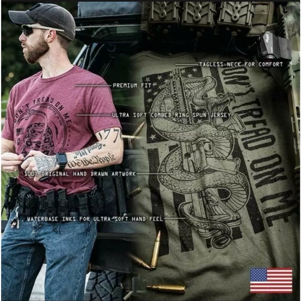 Howitzer Style Men's T-Shirt PATRIOT TORN Black Mi - Picture 10 of 11